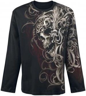 Image of Spiral Skull Shoulder Wrap Long-sleeve Shirt black