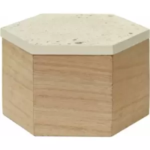 Image of Beige Large Terrazzo Effect Trinket Box Wooden Jewellery Box Display Case large Storage Case Accessory Storage Hexagonal Shape 16 x 11 x 18 - Premier