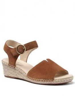 Image of Hotter Fiji Wedge Ankle Strap Sandals - Dark Tan