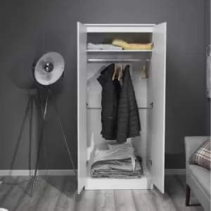 Image of FWStyle White Gloss Modern 2 Door Mirrored Wardrobe