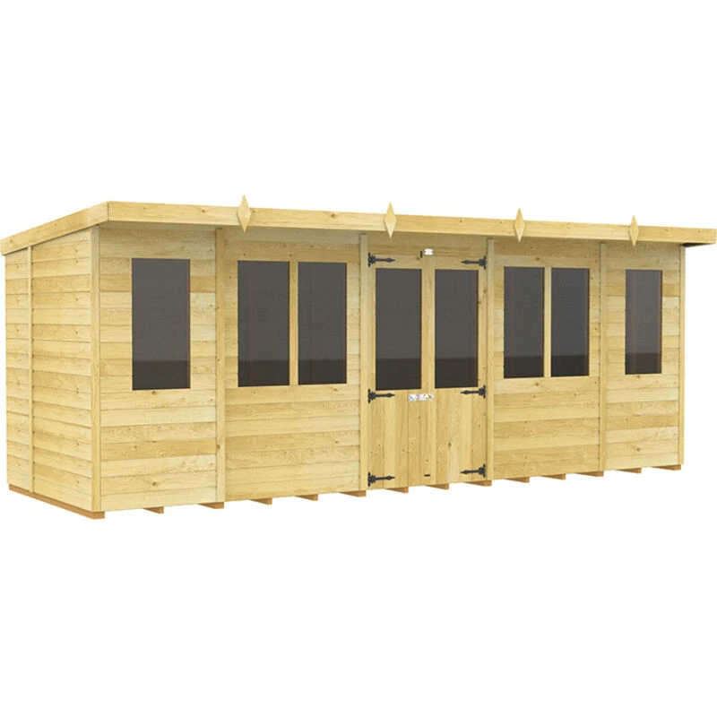 Image of Flat Pack Sheds DIY Sheds 18 x 8 Pent Summer House, Brown 18X8PSHFF