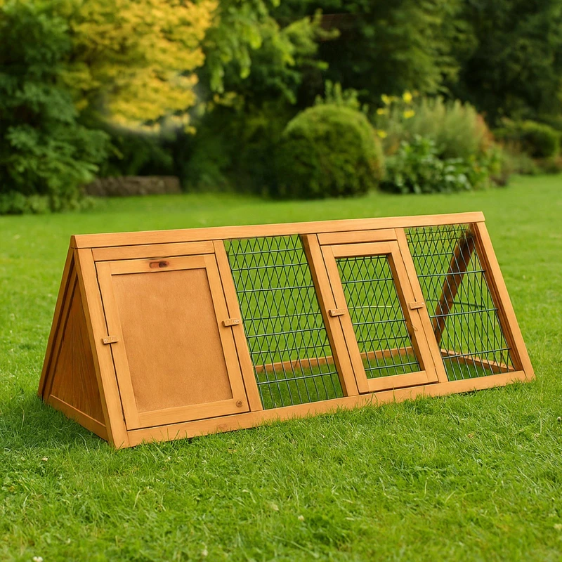 Image of Lassic Pet Vida Triangle Wooden Pet Hutch Large Brown unisex Large