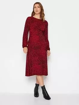 Image of Long Tall Sally Red Animal Print Ls Tea Dress, Red, Size 16, Women