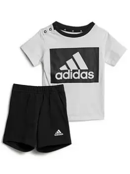 Image of adidas Infant Big Logo Short & T-Shirt Set - White/Black, Size 6-9 Months, Women