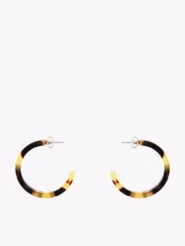 Image of Whistles Tort Resin Hoop Earrings - Brown/Multi