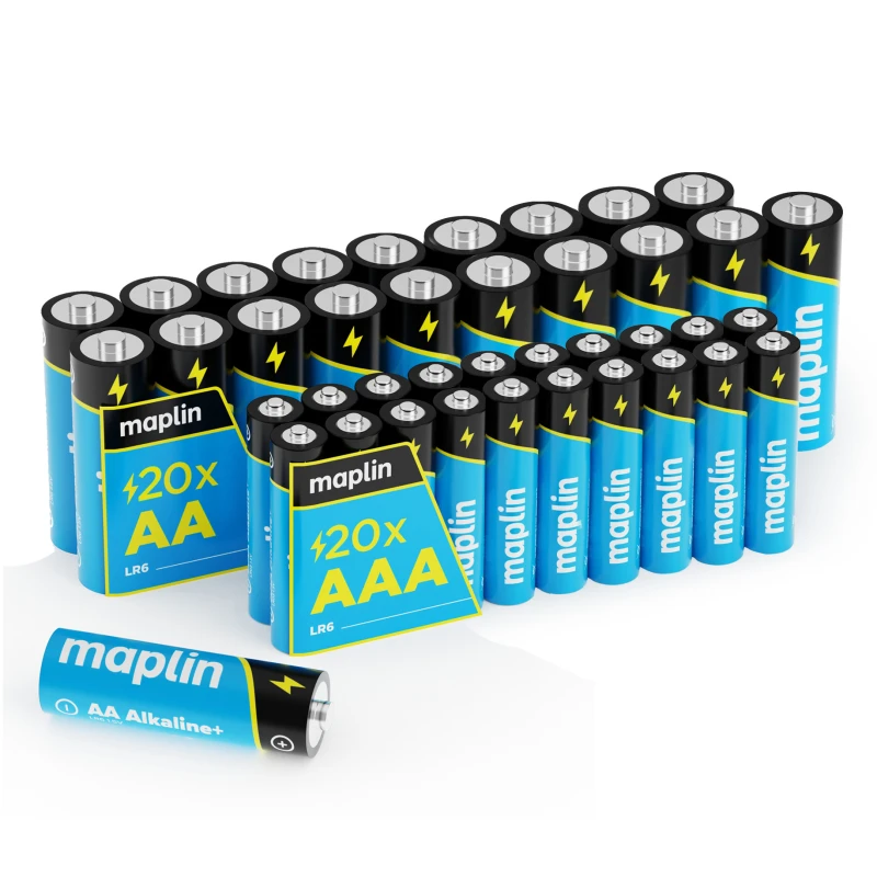 Image of Maplin Maplin 20x AA LR6 / 20x AAA LR03 7 Years Shelf Life 1.5V High Performance Alkaline Batteries 646PAM