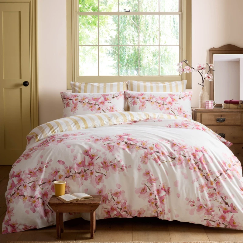 Image of Bluebellgray Cherry Blossom Duvet Cover Bedding Set Pink