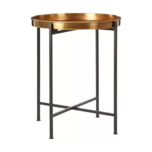 Image of Brass Finished Small Side Table with Slim Metal Legs