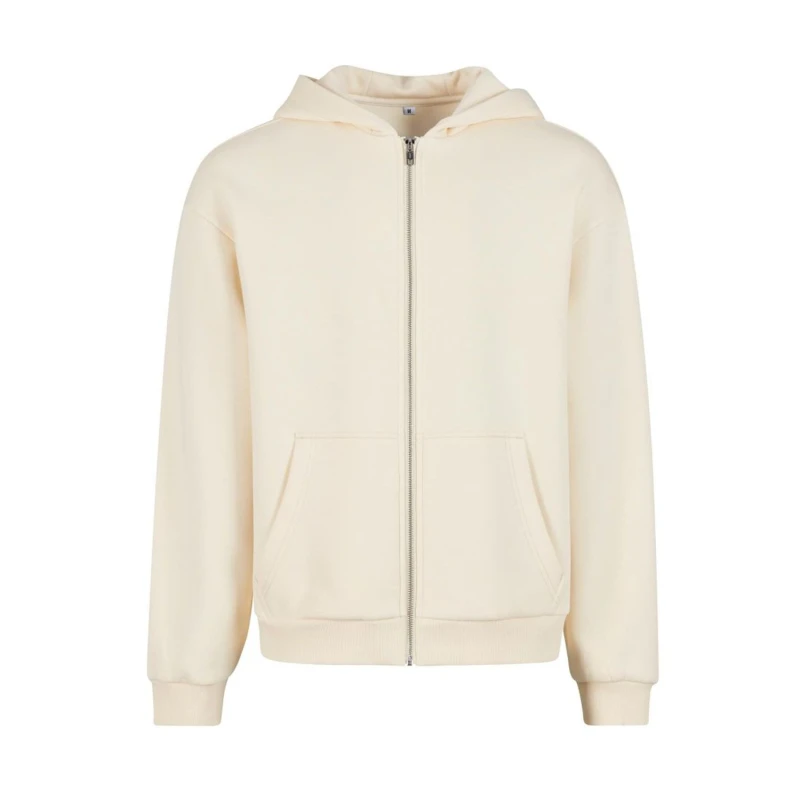Image of Build Your Brand Mens Fluffy Full Zip Hoodie in Off-White Size: Medium Off-White Male M