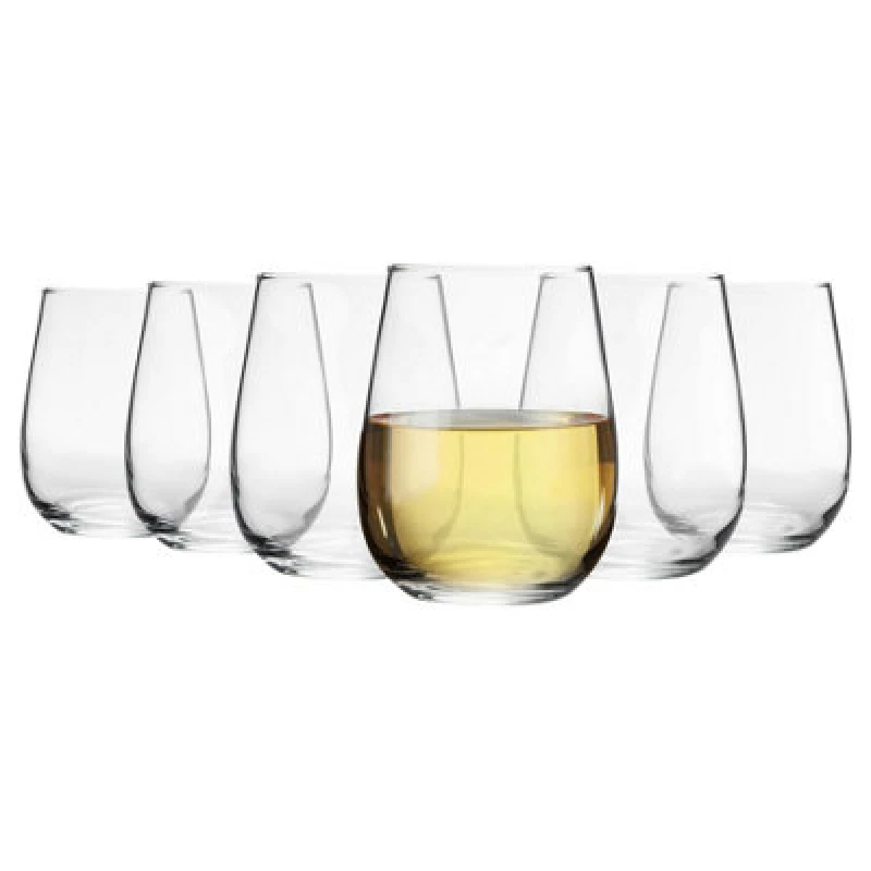 Image of LAV Gaia Stemless White Wine Glasses - 360ml - Clear - Pack of 6 Clear unisex