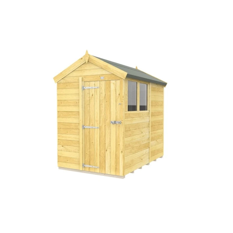 Image of Buttercup Farm 5 x 7 Feet Apex Shed - Single Door W/ Windows - L214 x W147 x H217cm in Brown Brown Unisex