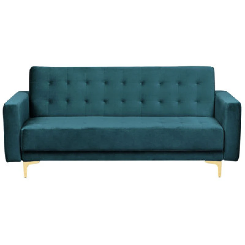 Image of Beliani Sofa Bed 3 Seater Aberdeen Velvet Teal