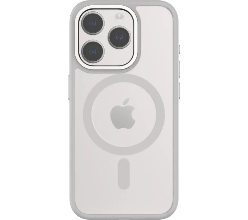 Image of QDOS HYBRID Soft SNAP MagSafe iPhone 15 Pro Case - Clear & Natural Titanium, Clear,Silver/Grey 5061008400891