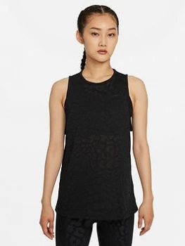 Image of Nike Pro Training Printed Tank Top - Black/Leopard, Black Leopard, Size L, Women