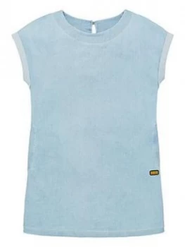 Image of Barbour International Girls Axel Chambray Dress - Blue, Size 8-9 Years, Women