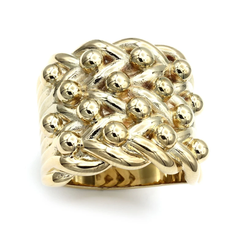 Image of Jewelco London Flash-plated Brass 4 Row King George III Keeper Ring 23mm Size Z1 - BRN086 Gold