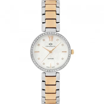 Image of Continental Pearl and Two-Tone Rose 'Classic' Ladies Dress Watch - 19601-lt815501 - pink