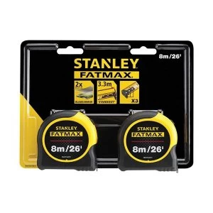 Image of Stanley Tools FatMax Classic Tape Twin Pack 8m/26ft (Width 32mm)