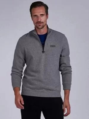 Image of Barbour International Essential Half Zip Sweat, Grey Marl, Size S, Men