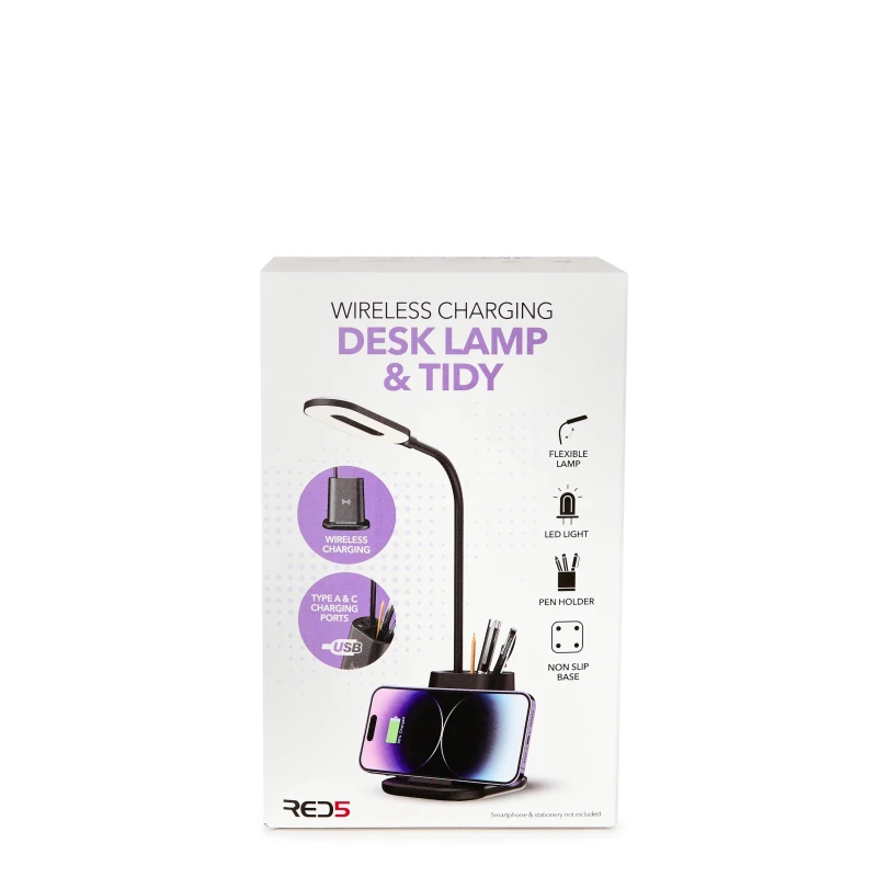 Image of Ingenious Ingenious Wireless Charging Desk Lamp & Tidy - Black One Size