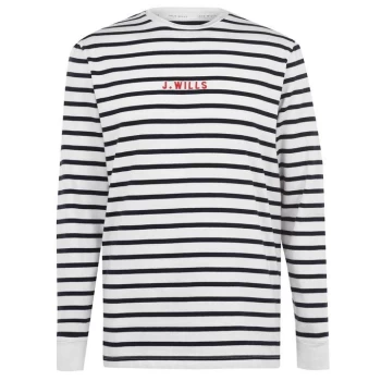 Image of Jack Wills Shearer Stripe Long Sleeve T-Shirt - White