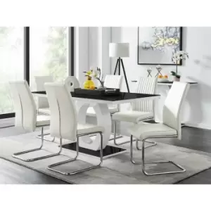 Image of Furniturebox UK - Giovani High Gloss And Glass Dining Table And 6 White Lorenzo Chairs Set - White