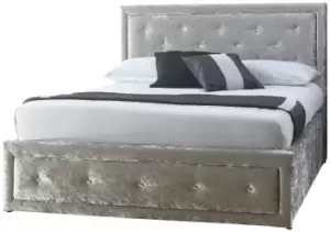 Image of GFW Hollywood Crushed Velvet Ottoman Double Bed Frame-Silver