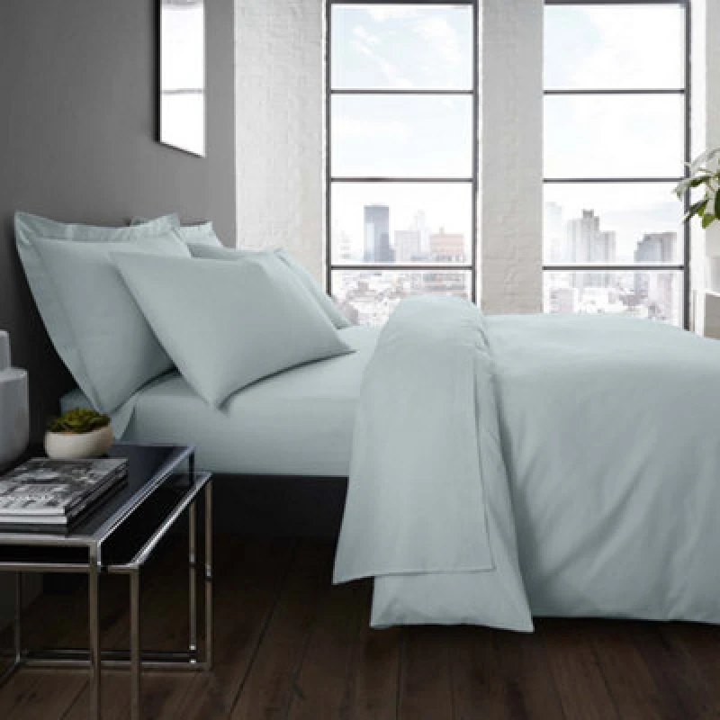 Image of Serene 'Plain Dyed' Soft Touch 32cm Fitted Bed Sheet Duck Egg Blue