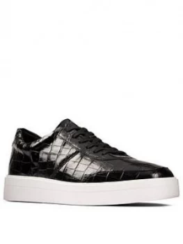 Image of Clarks Hero Walk Leather Trainer - Black Croc
