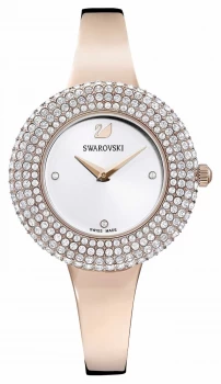 Image of Swarovski Crystal Rose Rose Gold Tone Bracelet Silver Watch