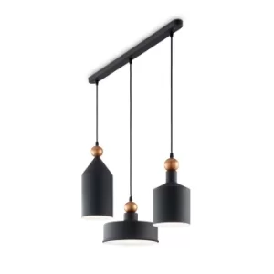 Image of Triade 3 Light Cluster Ceiling Pendant Black