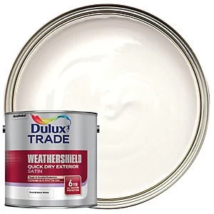 Image of Dulux Trade Weathershield Quick Dry Exterior Satin Paint - Pure Brilliant White 2.5L