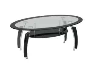 Image of Seconique Elena Coffee Table - Clear/Black Glass/Silver/Black