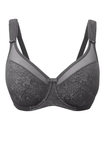 Image of Berlei Beauty Lace Underwired Smoothing Bra Dark Grey