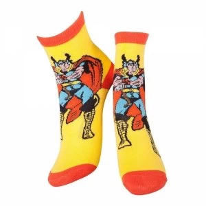 Image of Marvel Comics Thor Adult Male Thor and Mjolnir Crew Socks 39/42 (Yellow)