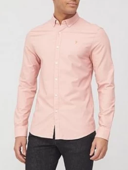 Image of Farah Brewer Slim Long Sleeve Shirt - Blush Size M Men