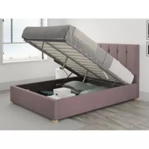 Image of Hepburn Ottoman Upholstered Bed, Plush Velvet, Blush - Ottoman Bed Size Double (135x190)