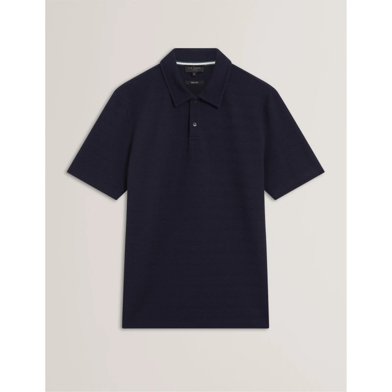 Image of Ted Baker Mens Textured Short Sleeve Polo Shirt Navy male S (2)