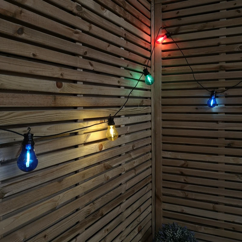 Image of 4.5m Set of 10 Connectable Festoon Bulb Lights in Multi-Coloured with Timer Function