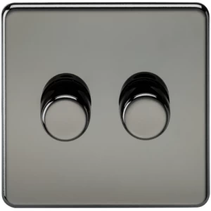 Image of KnightsBridge 60-400W 2G 2 Way 230V Screwless Black Nickel Electric Dimmer Switch