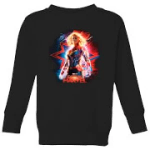 Image of Captain Marvel Poster Kids Sweatshirt - Black - 5-6 Years
