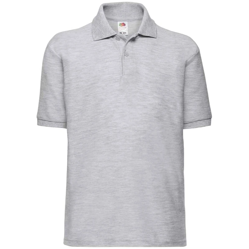 Image of Fruit of the Loom Poly Cotton Pique Polo Shirt in Grey Size: 12-13 Years Grey Unisex 12-13 Years