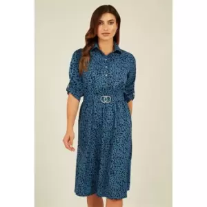 Image of Mela London Blue Dalmatian Print Midi Dress - Blue