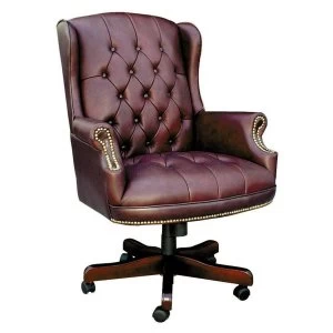 Image of Teknik Chairman Leather Swivel Chair - Burgundy