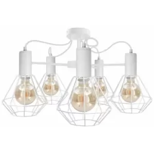 Image of Keter Lars Multi Arm Semi Flush Ceiling Light White, 60cm, 5x E27