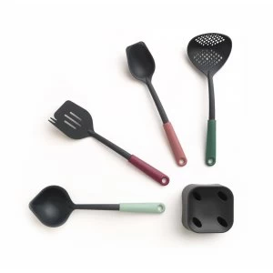 Image of Brabantia Colour Kitchen Utensils with Utensil Holder Grey