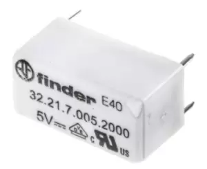 Image of Finder, 5V dc Coil Non-Latching Relay SPDT, 6A Switching Current PCB Mount Single Pole, 32.21.7.005.2000
