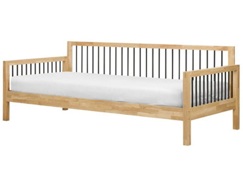 Image of Beliani Daybed Wood Tricot 90 X 200 Cm (Eu Single) Light Brown