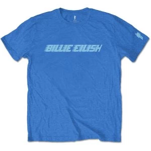 Image of Billie Eilish - Blue Racer Logo Mens Medium T-Shirt - Blue