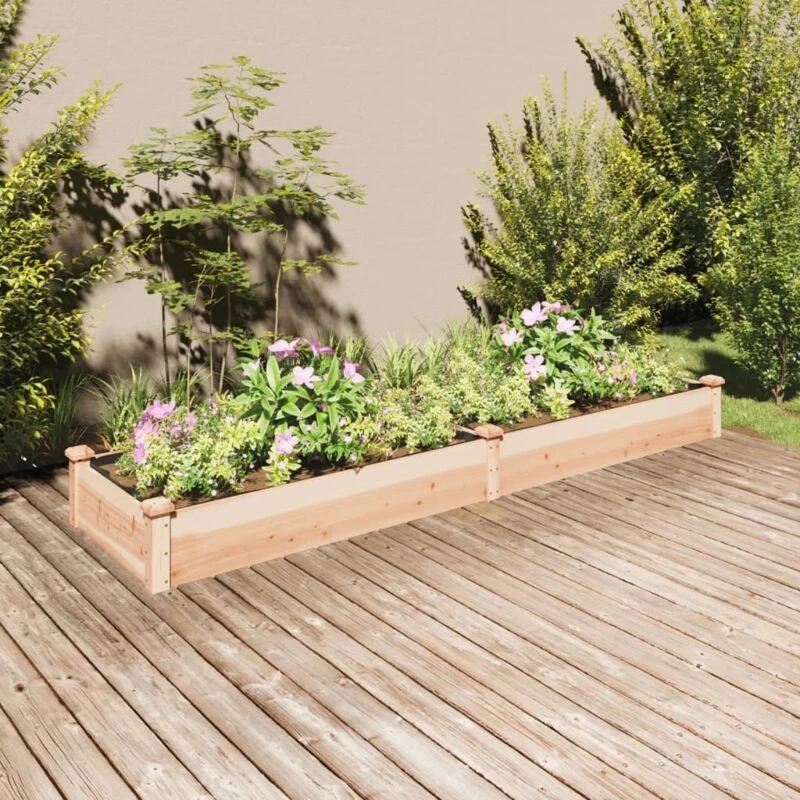 Image of VIDAXL Garden Raised Bed with Liner 240x60x25cm Solid Wood Fir vidaXL 8720845824266